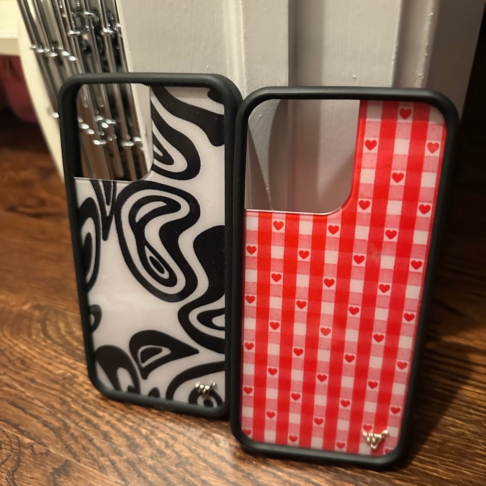 Wildflowers Black and Red Phone Cases with Abstract and Textured Designs